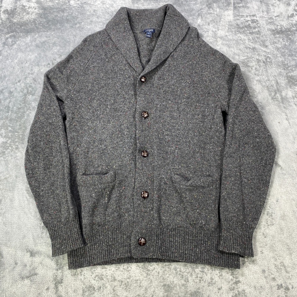 J Crew Lambswool Donegal Cardigan Sweater Mens S Fisherman Cabincore Preppy Y2K